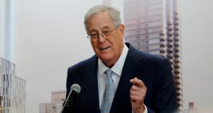 IMAGE DISTRIBUTED FOR KOCH INDUSTRIES - David H. Koch speaks at a luncheon celebrating the groundbreaking of The David H. Koch Center for Cancer Care, a state-of-the-art outpatient medical facility, Wednesday, May 20, 2015, at Memorial Sloan Kettering in New York. David H.Koch, a long-time MSK board member, committed $150 million to develop the innovative medical facility between East 73rd and 74th Street overlooking the FDR Drive. (Photo by Diane Bondareff/Invision for Koch Industries/AP Images)